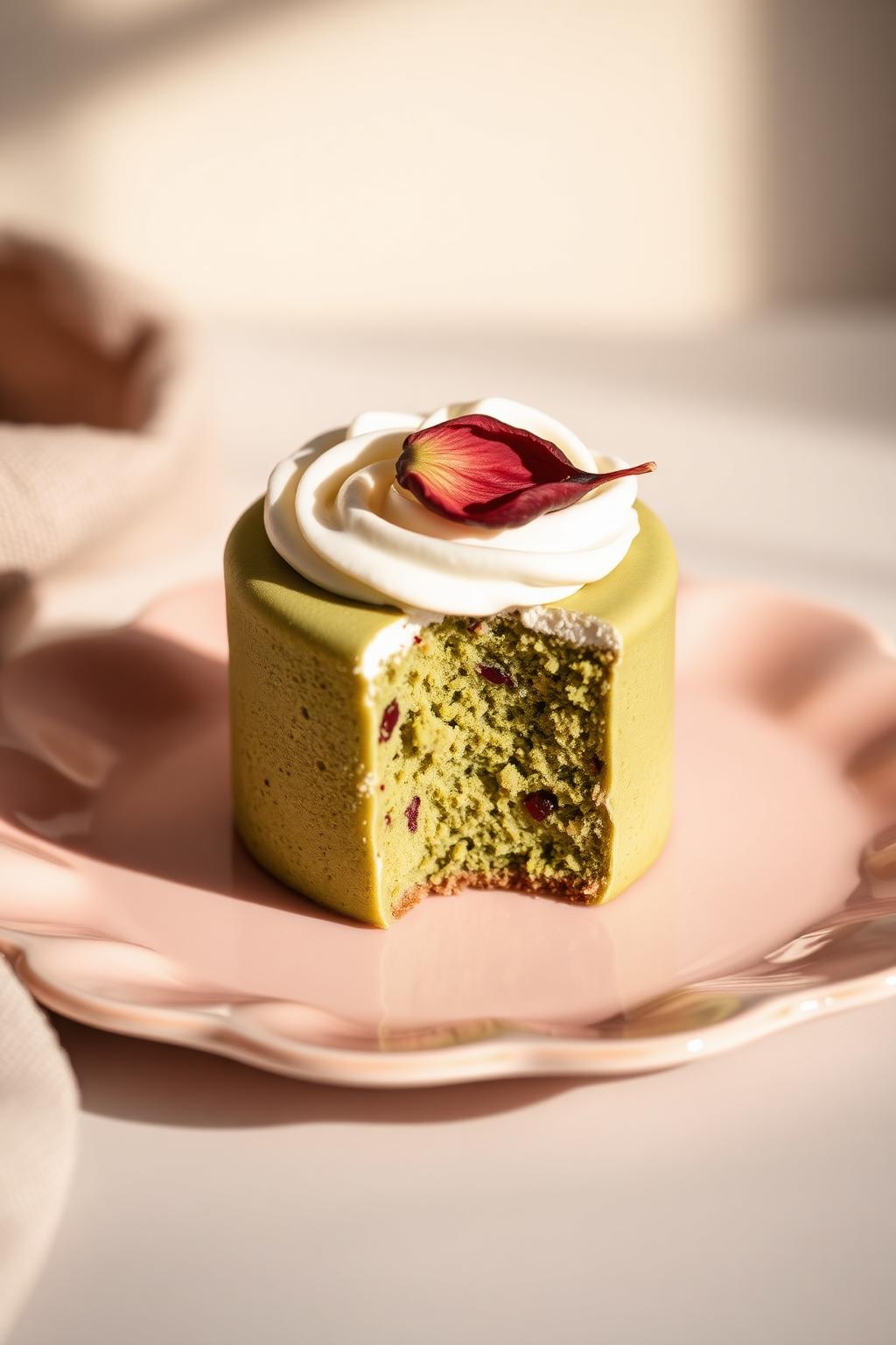 Matcha mini cake with cream
